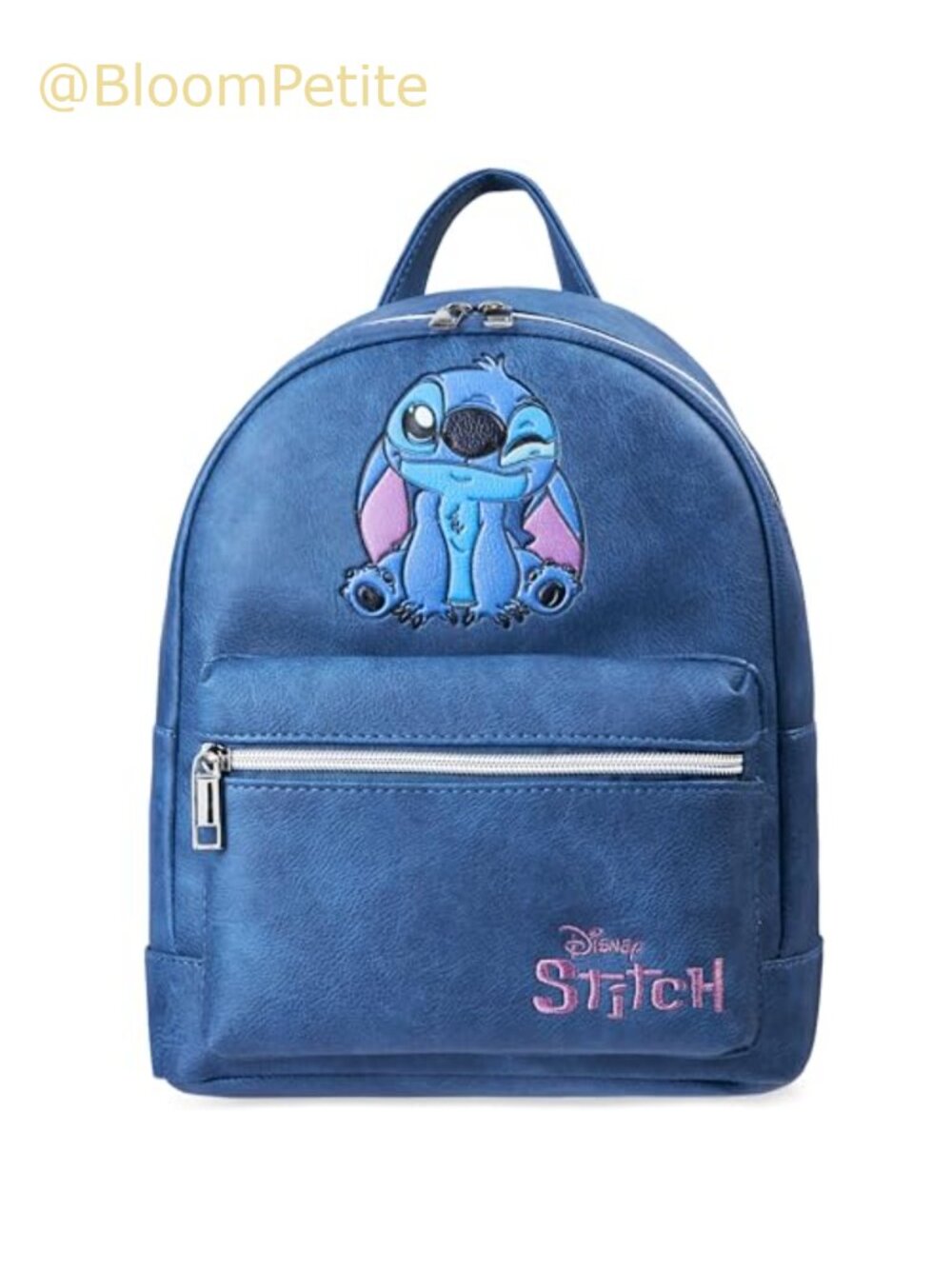 Stitch Faux Leather Mini Backpack Adjustable Straps Daypack